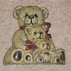 Vintage Teddy Bears Cast Iron Door Stopper 7"